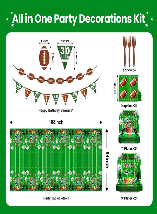 Lecheme Football Party Decorations Kit Serve 24: Disposable Paper Plates, Football Napkins,Touchdown Tablecloth,Banner,Forks for Super Gameday Party Supplies Tailgate Birthday Decorations - Image 3